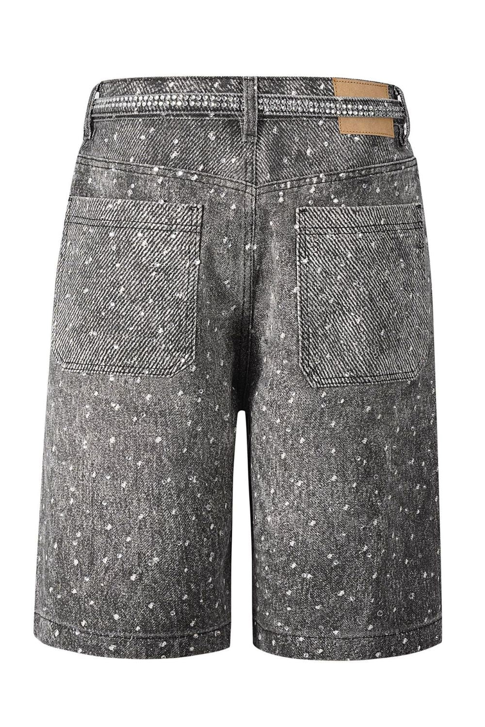 Men’s Washed Rhinestone Denim Bermuda Shorts | Y2K -Vintage Edge with a Modern Shine - Plume & Peak
