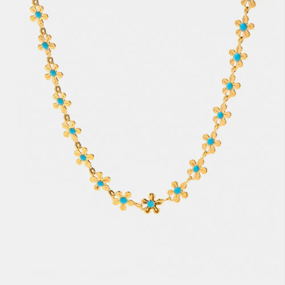 Titanium Steel Drip Oil Flower Necklace - Plume & Peak