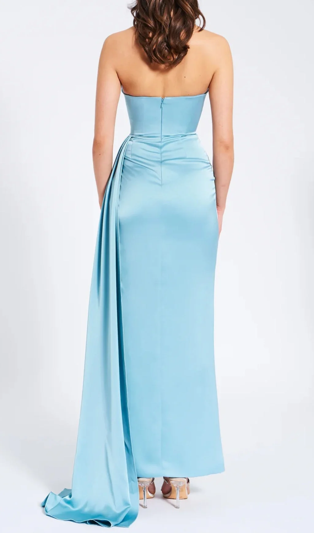 2025 Blue Handcrafted CrystalEmbellished Strapless Evening Gown - Plume & Peak