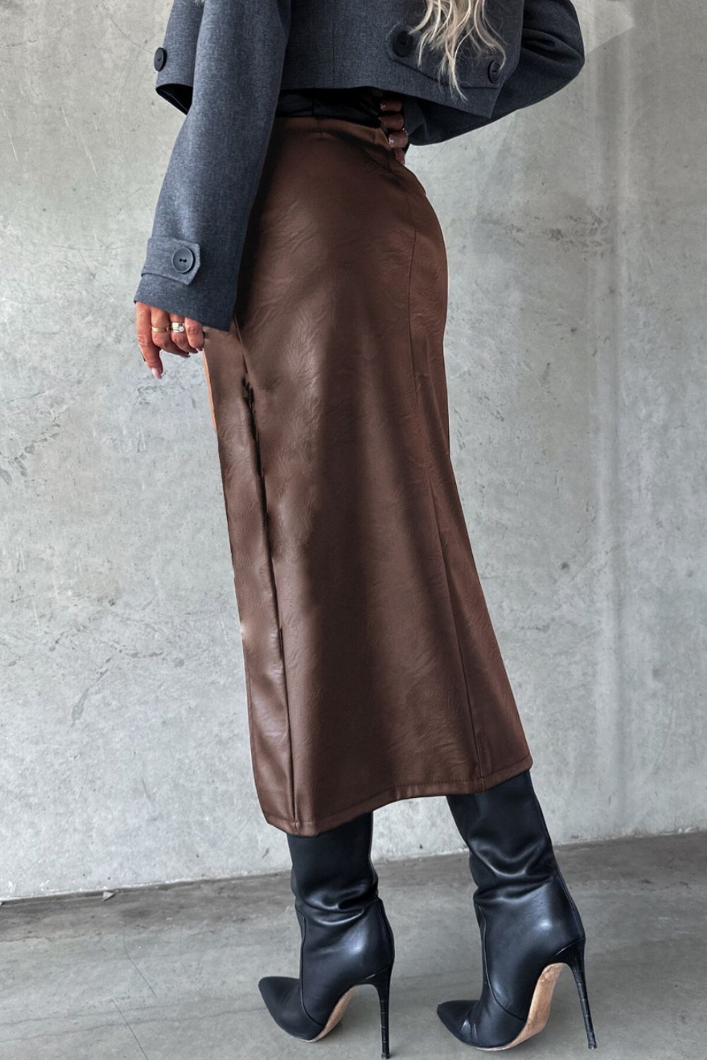 Slit Midi Skirt with Pockets - Plume & Peak