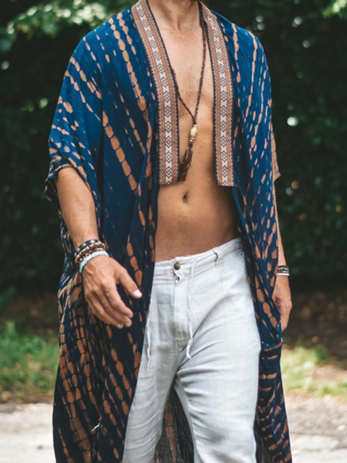 Men’s Printed Open-Front Cover-Up – Lightweight & Statement-Making - Plume & Peak