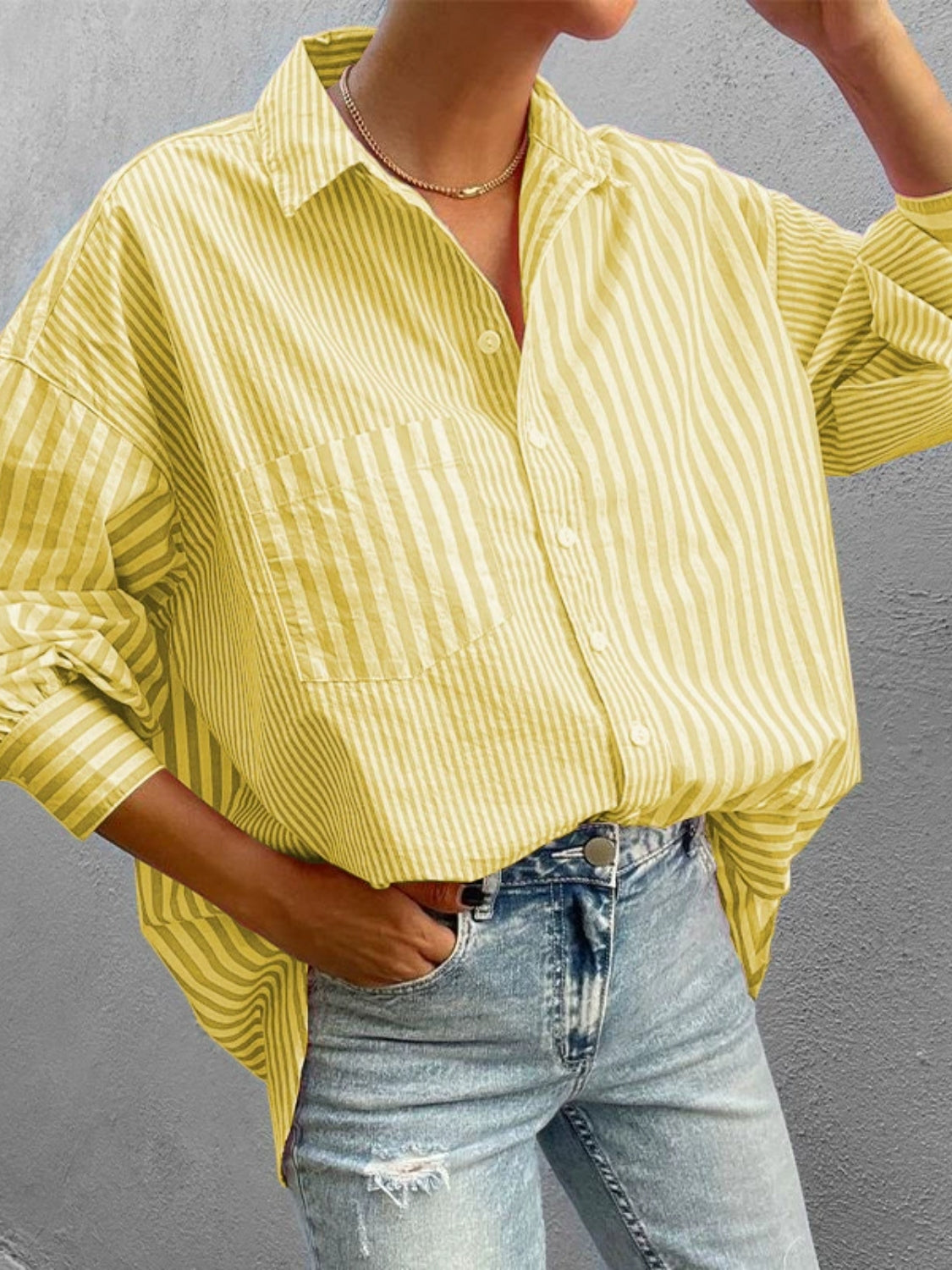 Striped Button Down Long Sleeve Shirt - Plume & Peak