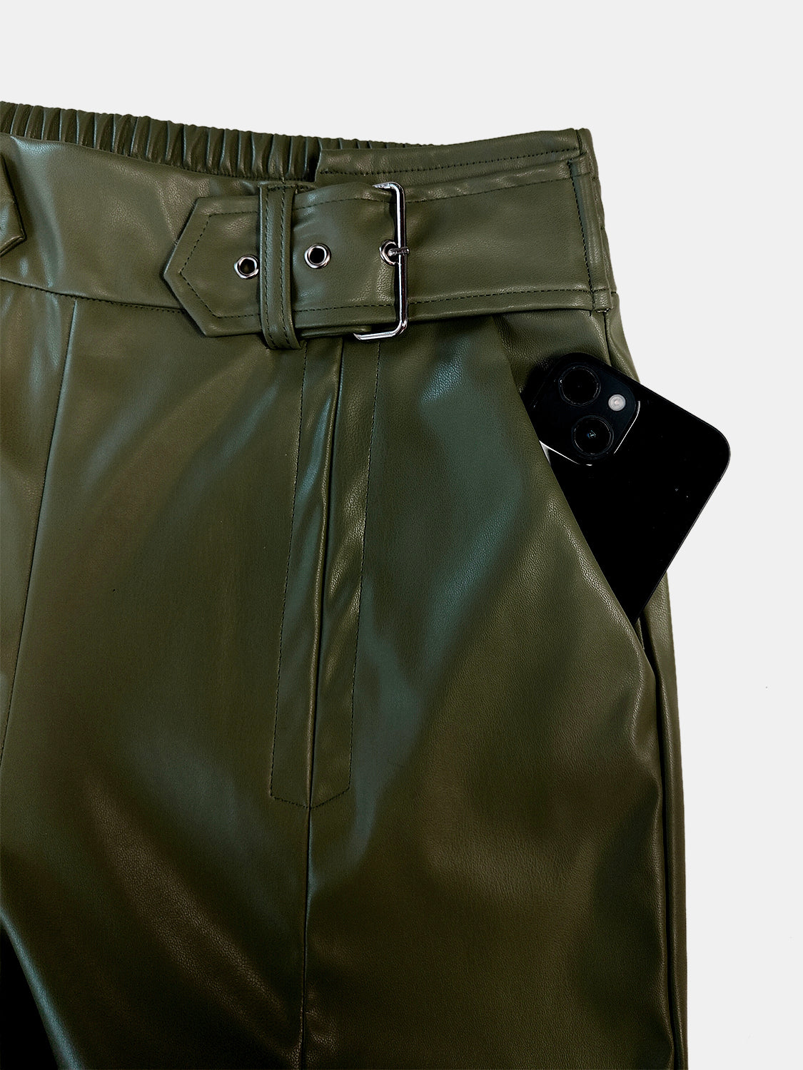 Half Elastic Waist Wide Leg Pants - Plume & Peak