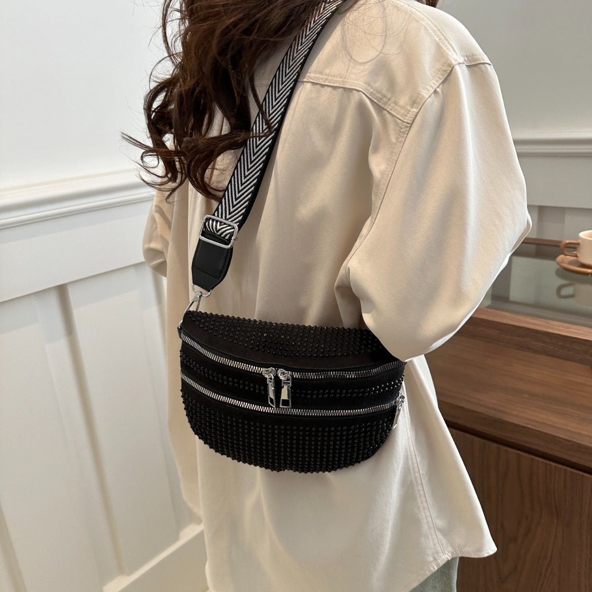 Studded Adjustable Strap Crossbody Bag - Plume & Peak