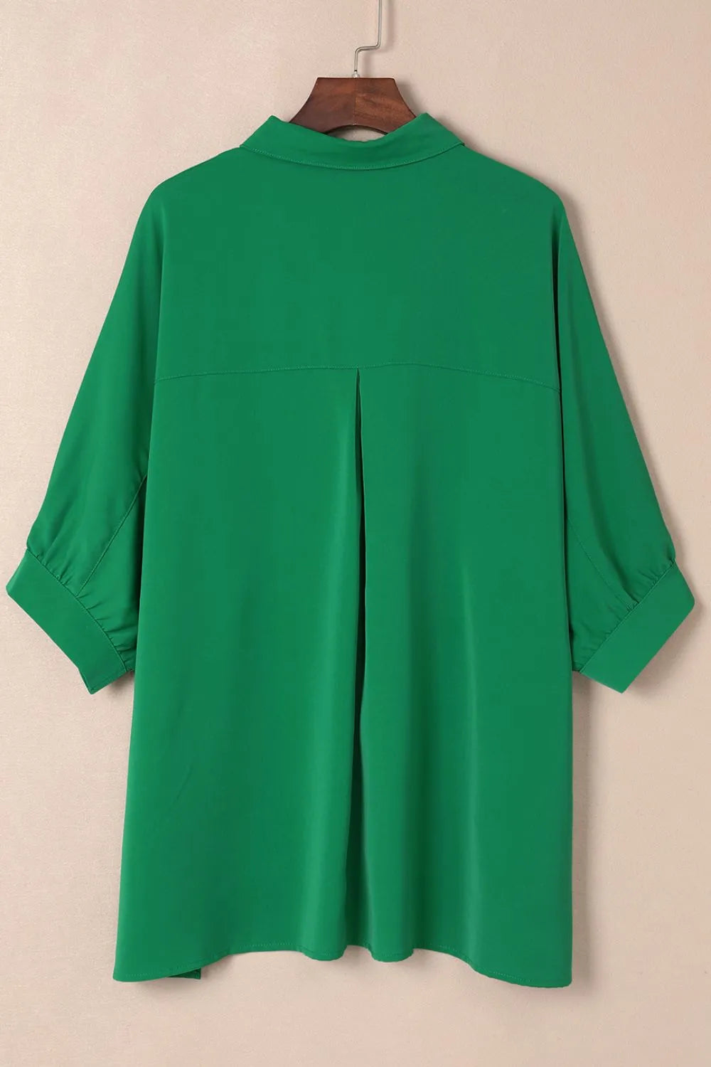 Collared Neck Three-Quarter Sleeve Shirt - Plume & Peak