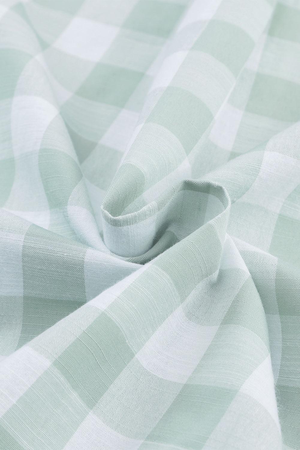 Pocketed Plaid Collared Neck Long Sleeve Shirt - Plume & Peak