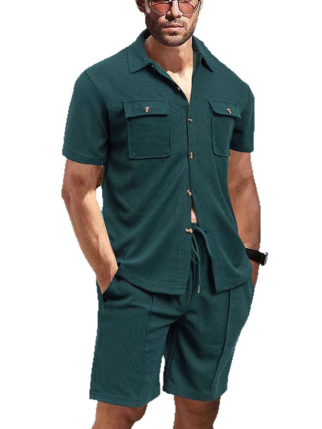 Men’s Short-Sleeve Button-Down & Shorts Set | Luxe Two-Piece Summer Outfit - Plume & Peak