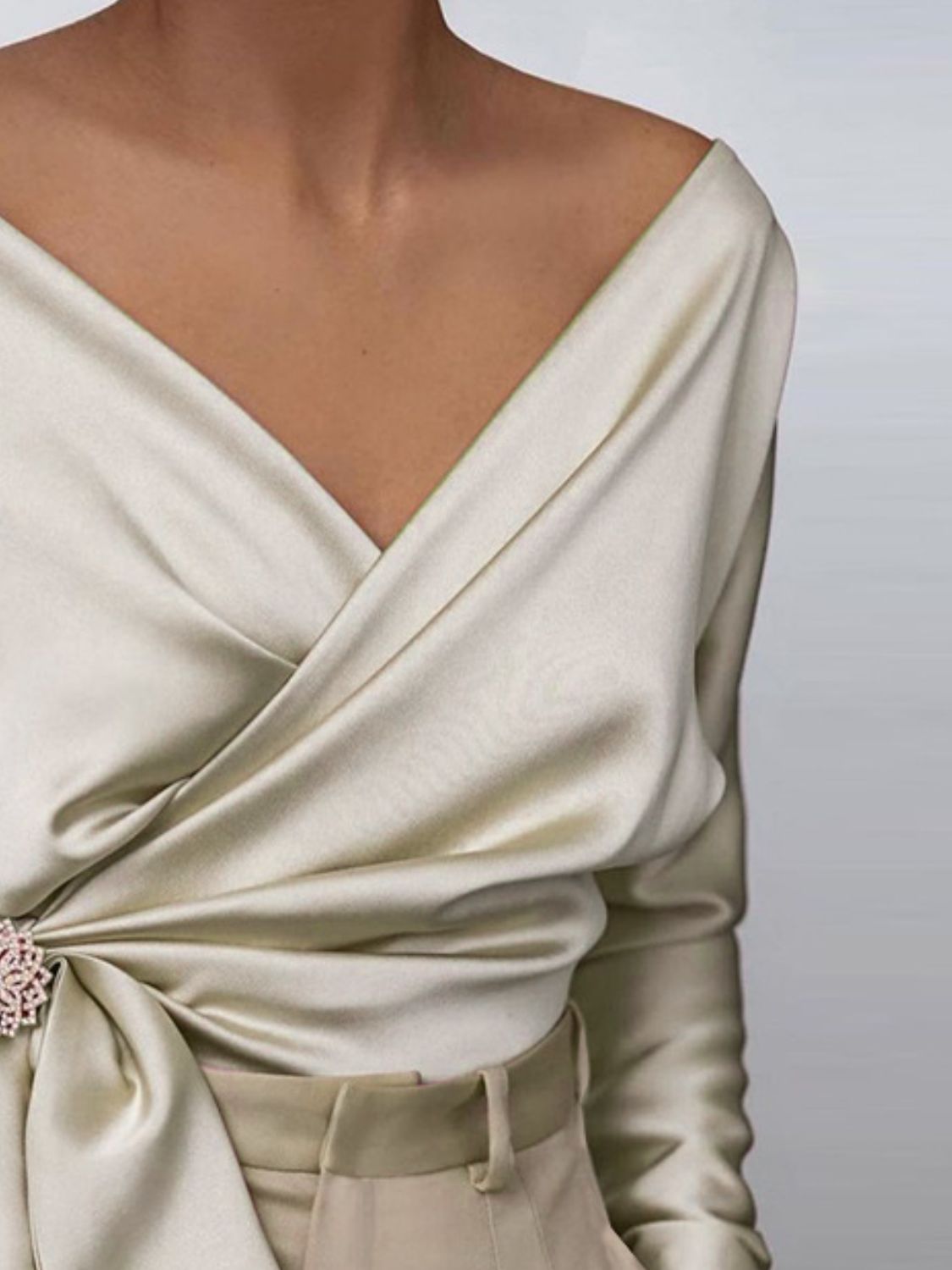 Surplice Long Sleeve Blouse - Plume & Peak