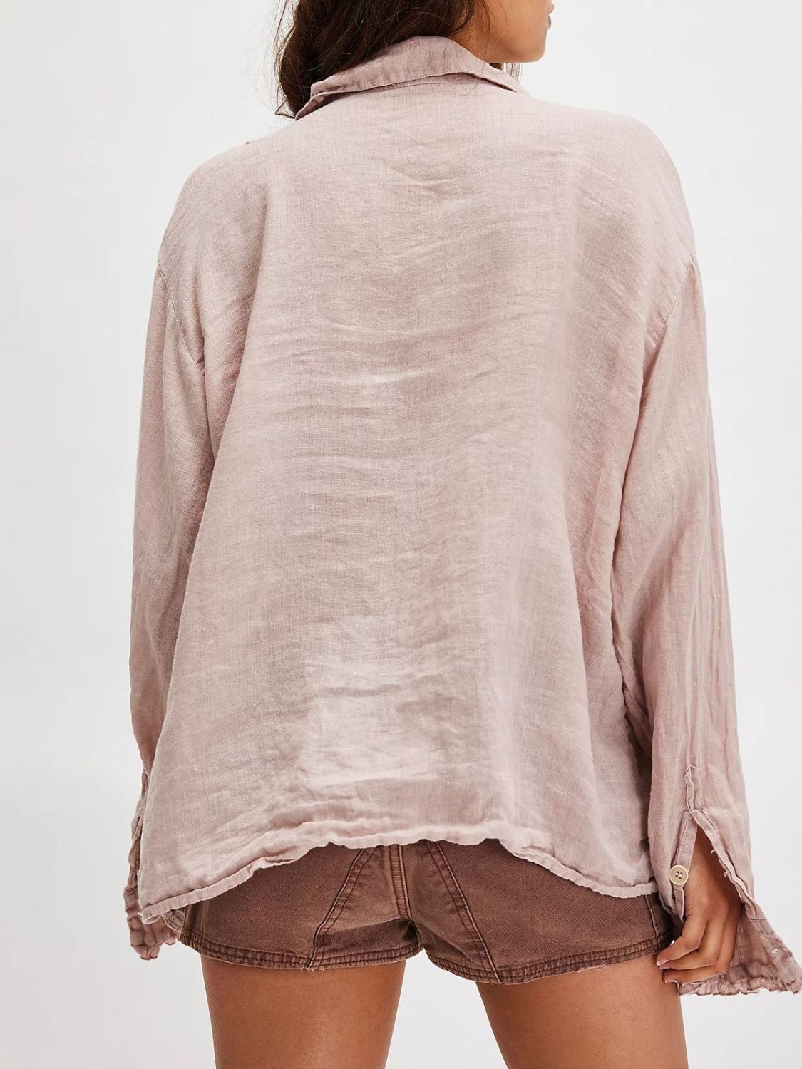 Frill Ruched Collared Neck Long Sleeve Shirt - Plume & Peak