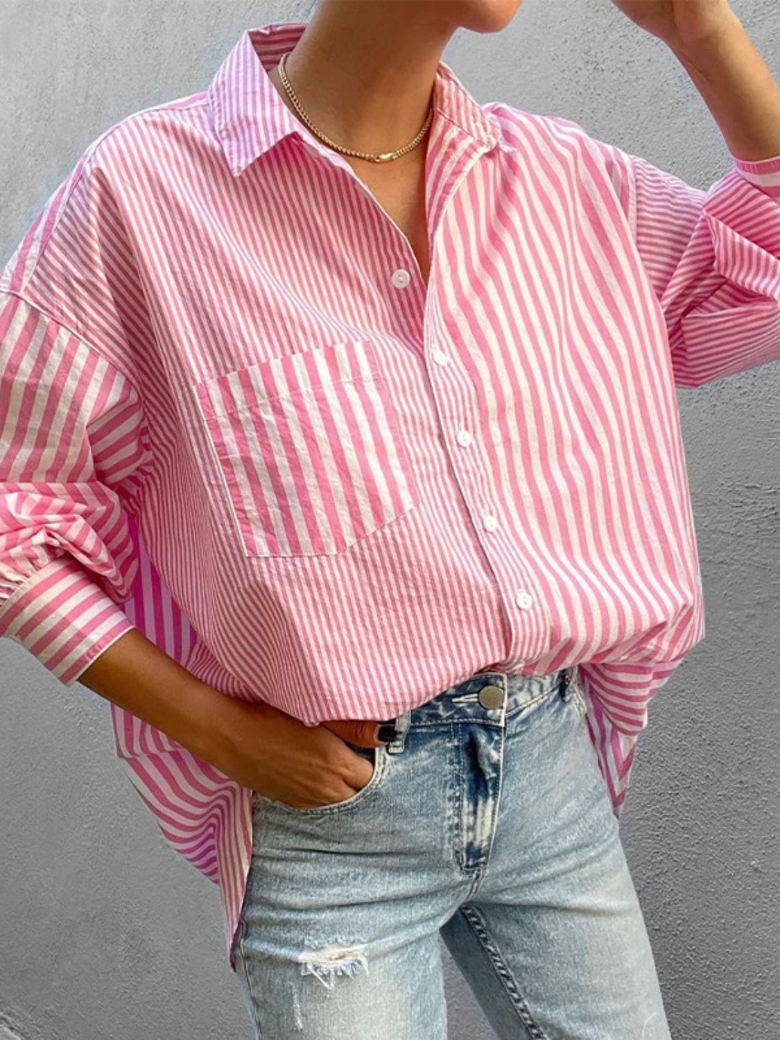 Striped Button Down Long Sleeve Shirt - Plume & Peak