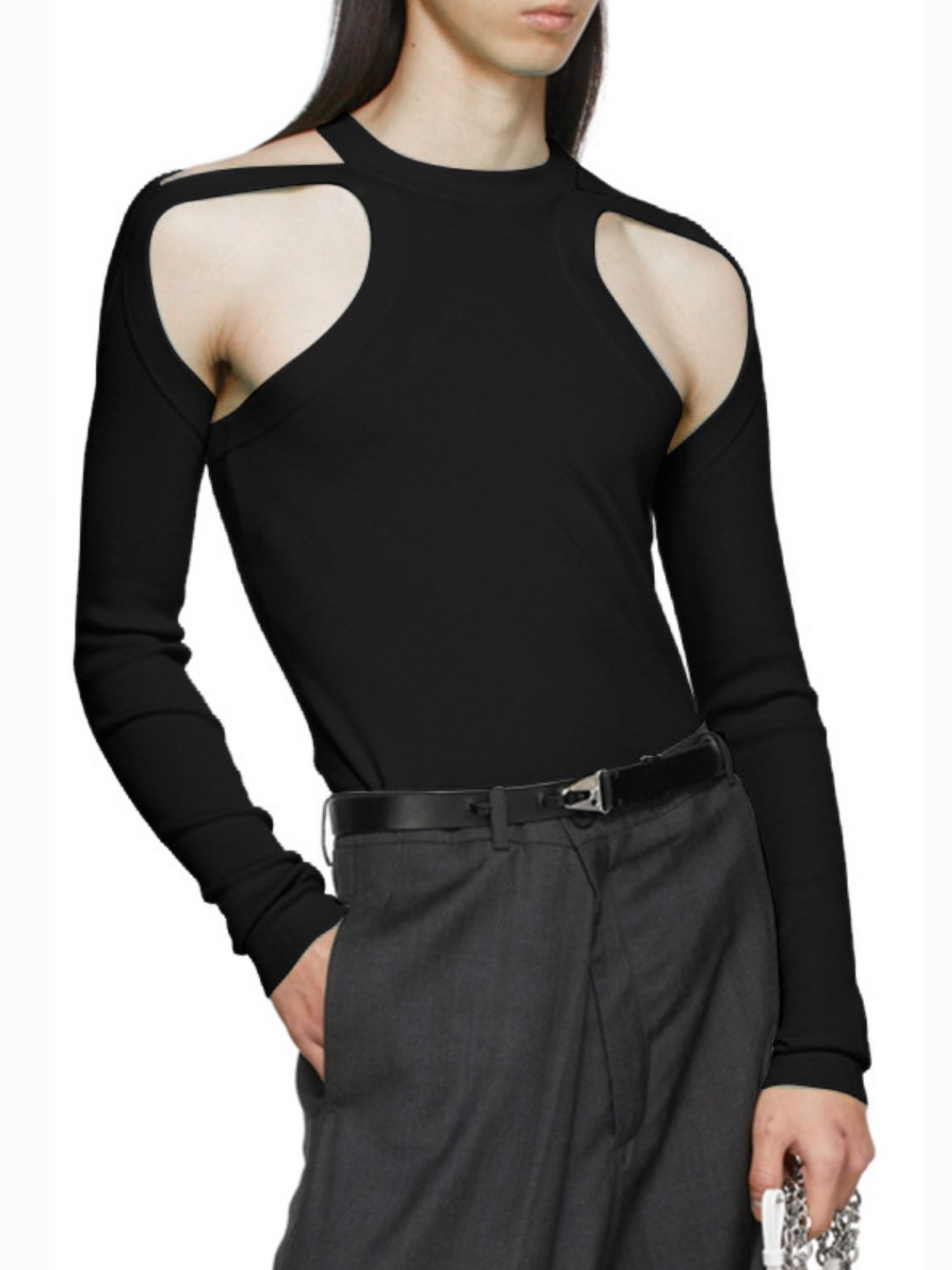 Men’s Cutout Long Sleeve Top – Sleek, Trendy & Statement-Making - Plume & Peak