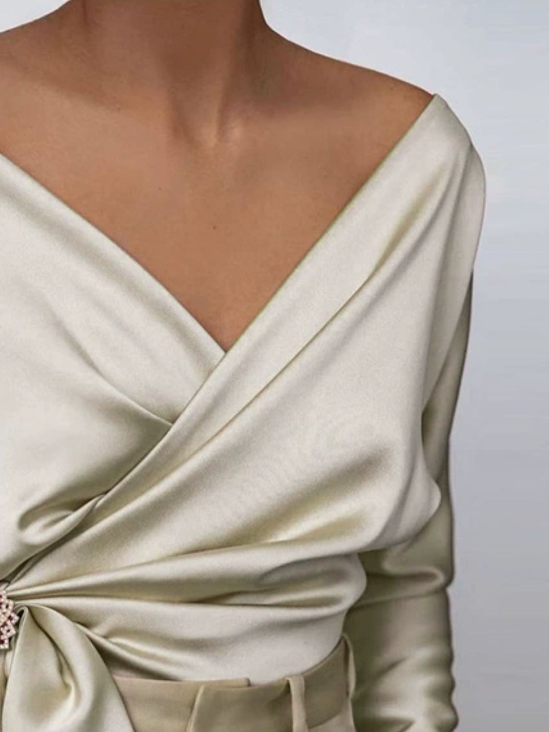Surplice Long Sleeve Blouse - Plume & Peak