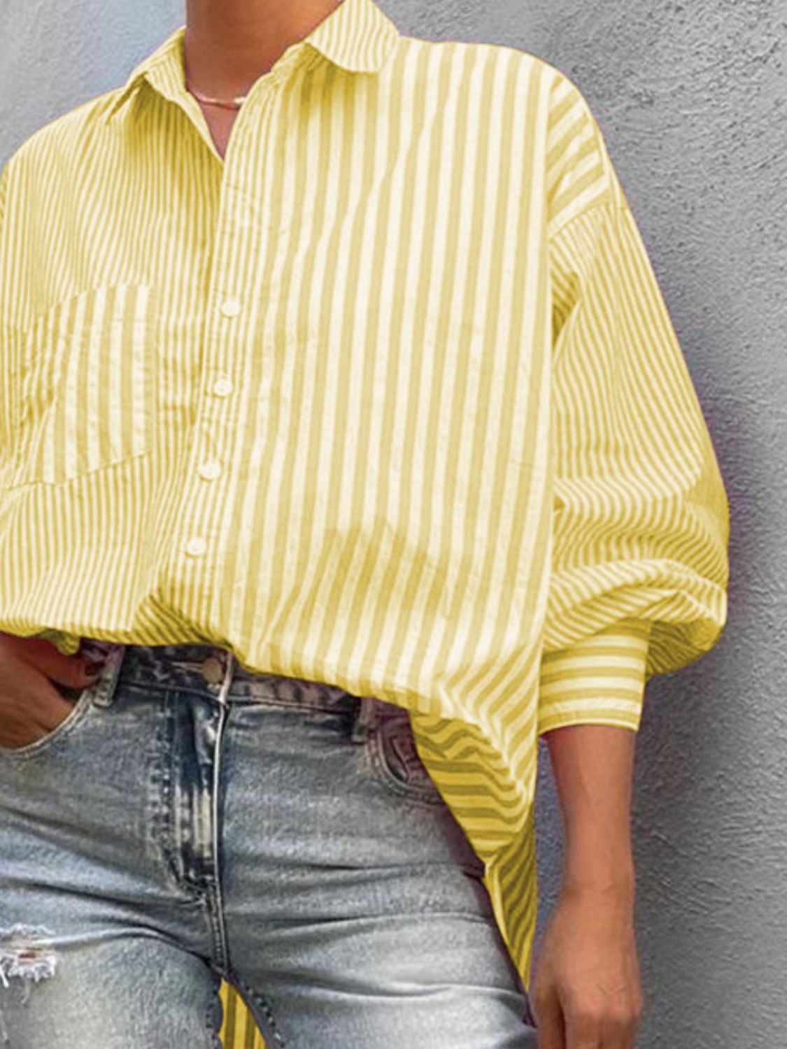Striped Button Down Long Sleeve Shirt - Plume & Peak