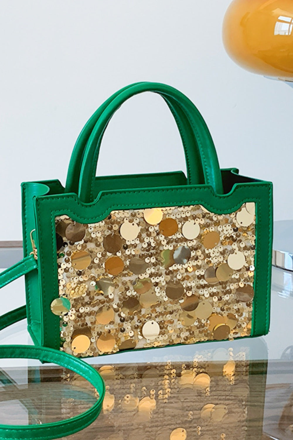 PU Leather Sequin Handbag - Plume & Peak