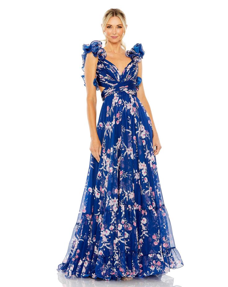 Royal Blossom Flutter Maxi Dress - Plume & Peak