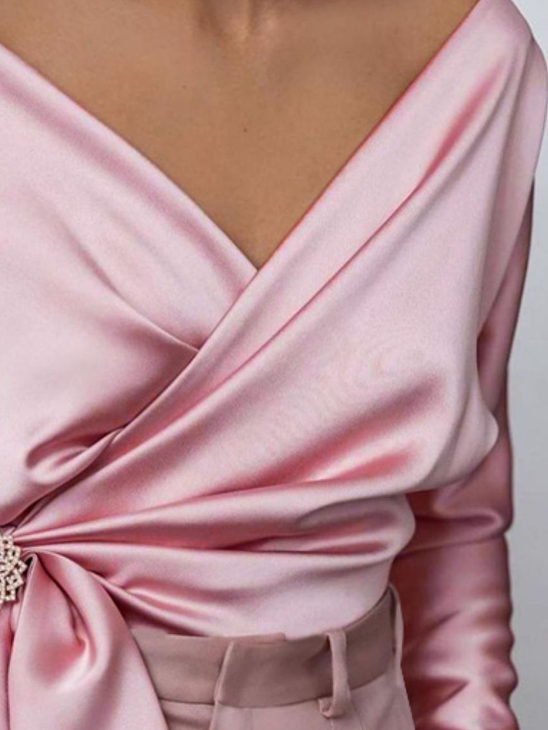 Surplice Long Sleeve Blouse - Plume & Peak