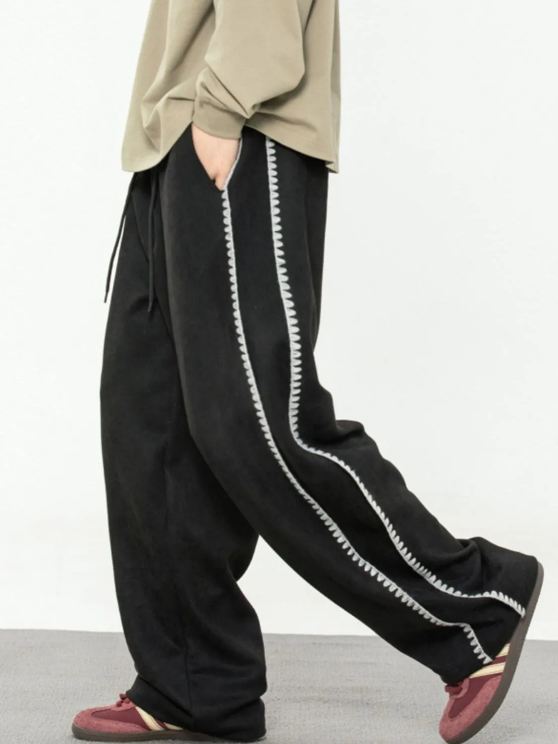 Men's Relaxed Wide-Leg Drawstring Pants | Streetwear Lounge Essential - Plume & Peak
