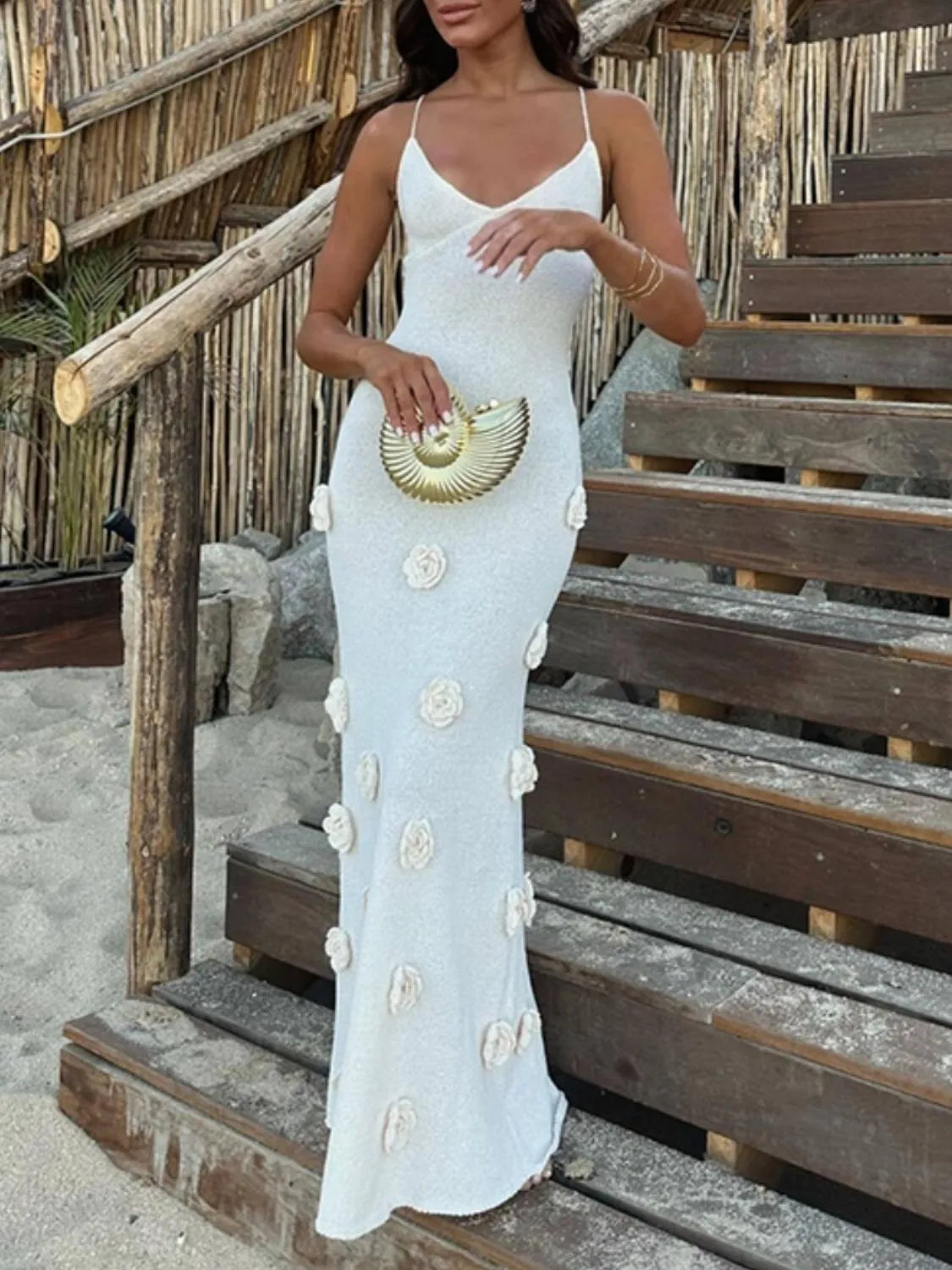 Flower Maxi Sweater Cami Dress - Plume & Peak