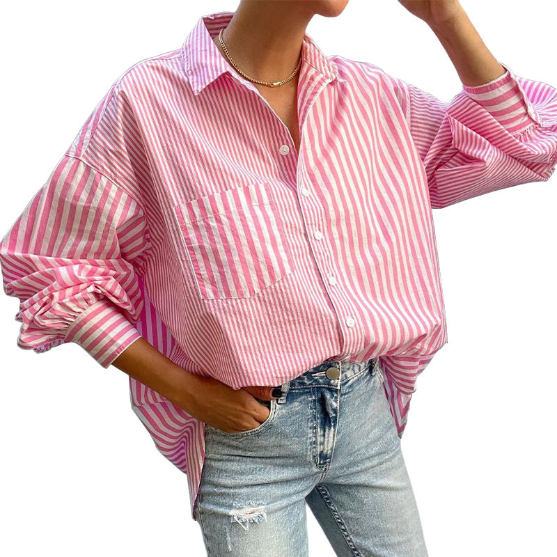Striped Button Down Long Sleeve Shirt - Plume & Peak