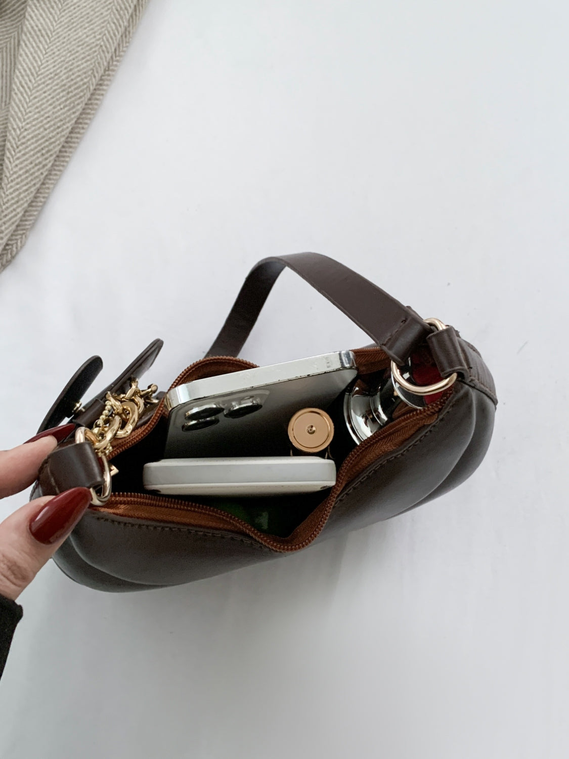 PU Leather Shoulder Bag with EarPods Bag - Plume & Peak