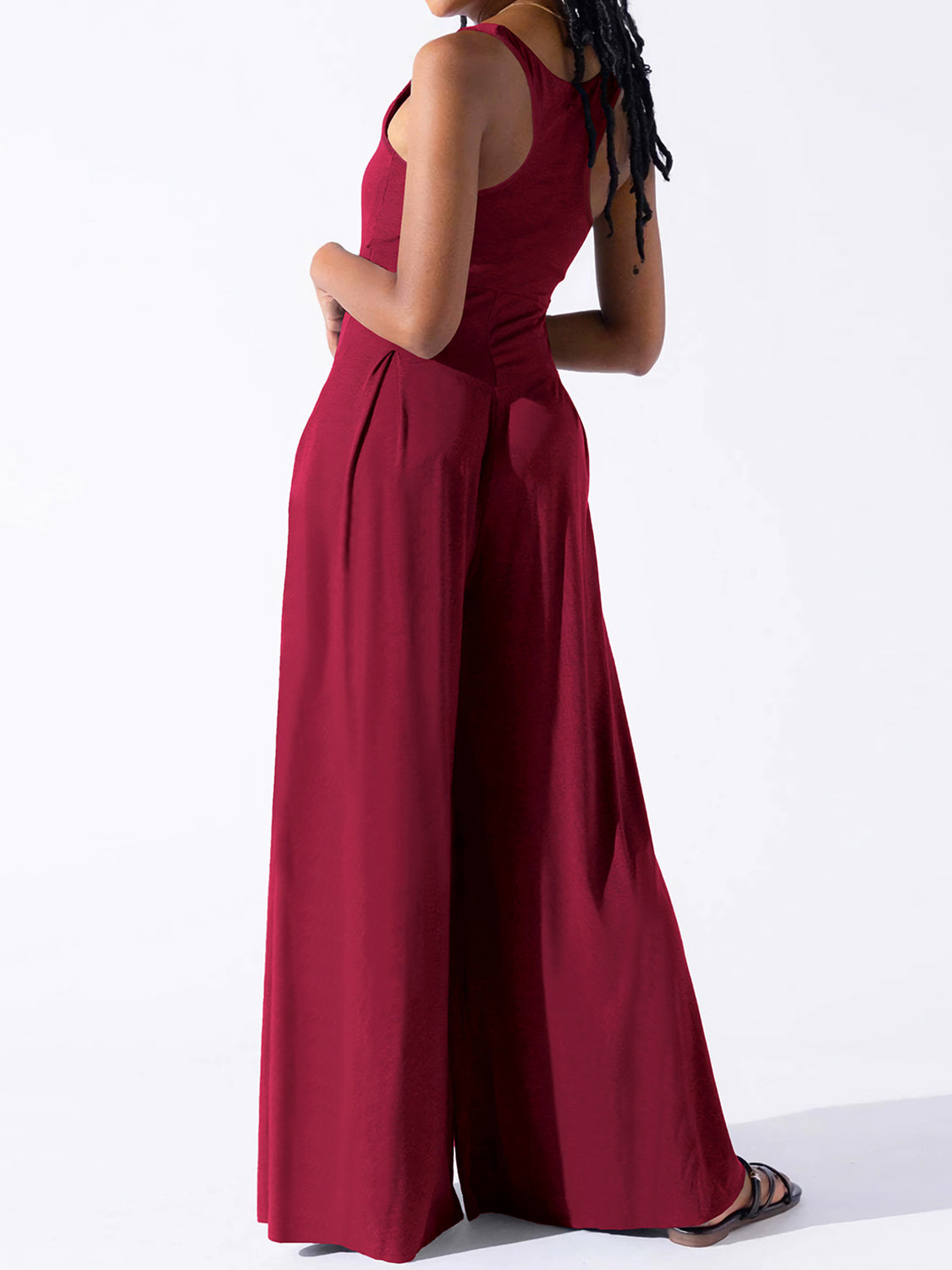Square Neck Wide Strap Jumpsuit - Plume & Peak
