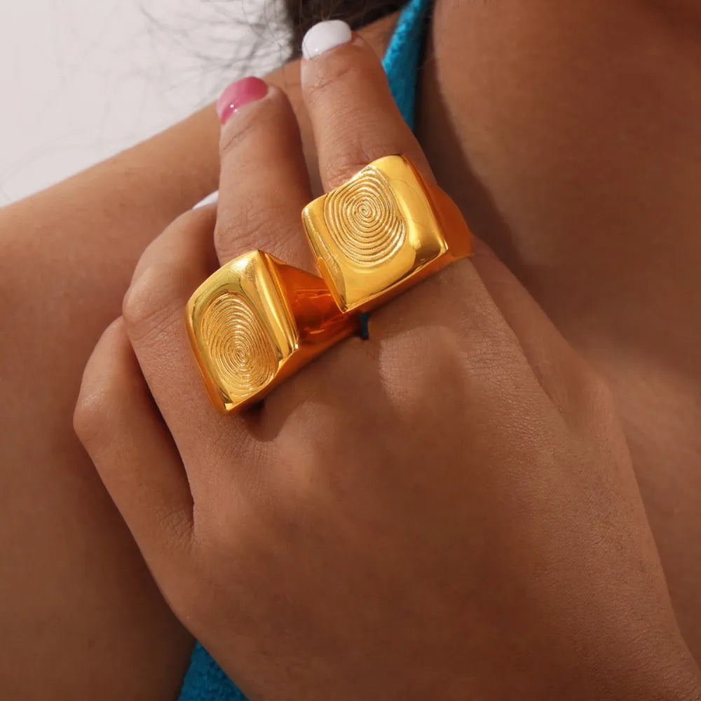 Titanium Steel Fingerprint Signet Ring - Plume & Peak