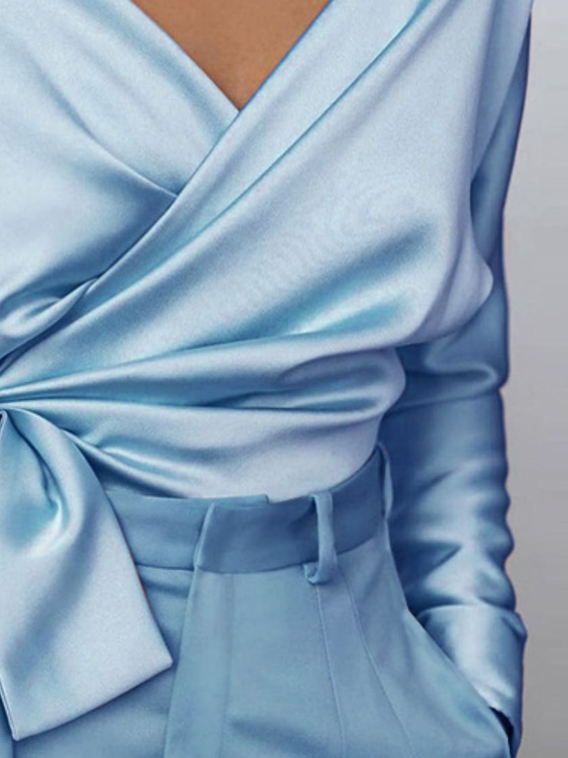 Surplice Long Sleeve Blouse - Plume & Peak