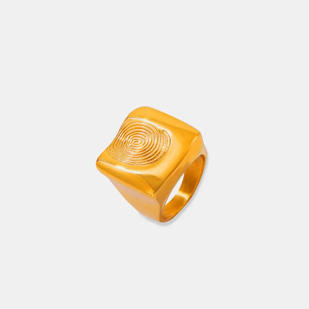 Titanium Steel Fingerprint Signet Ring - Plume & Peak