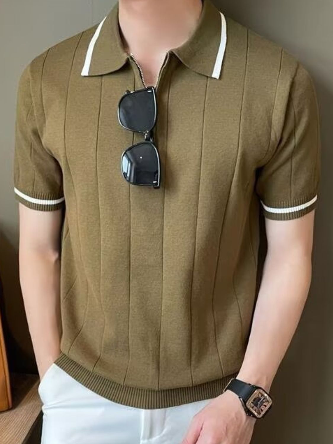 Men’s Plus Size Quarter Zip Polo | Classic Meets Contemporary - Plume & Peak