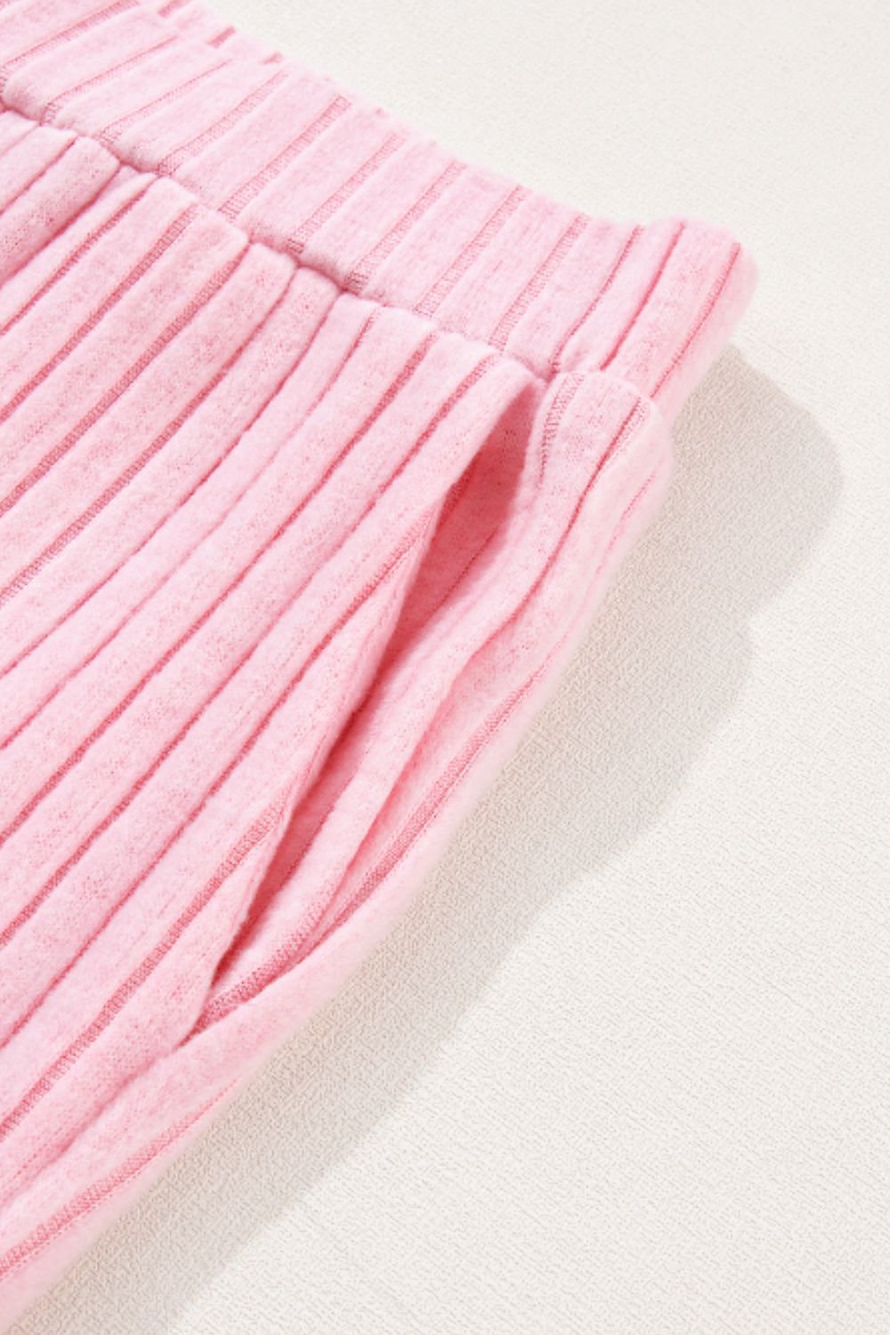 Ribbed V-Neck Top and Pants Lounge Set - Plume & Peak