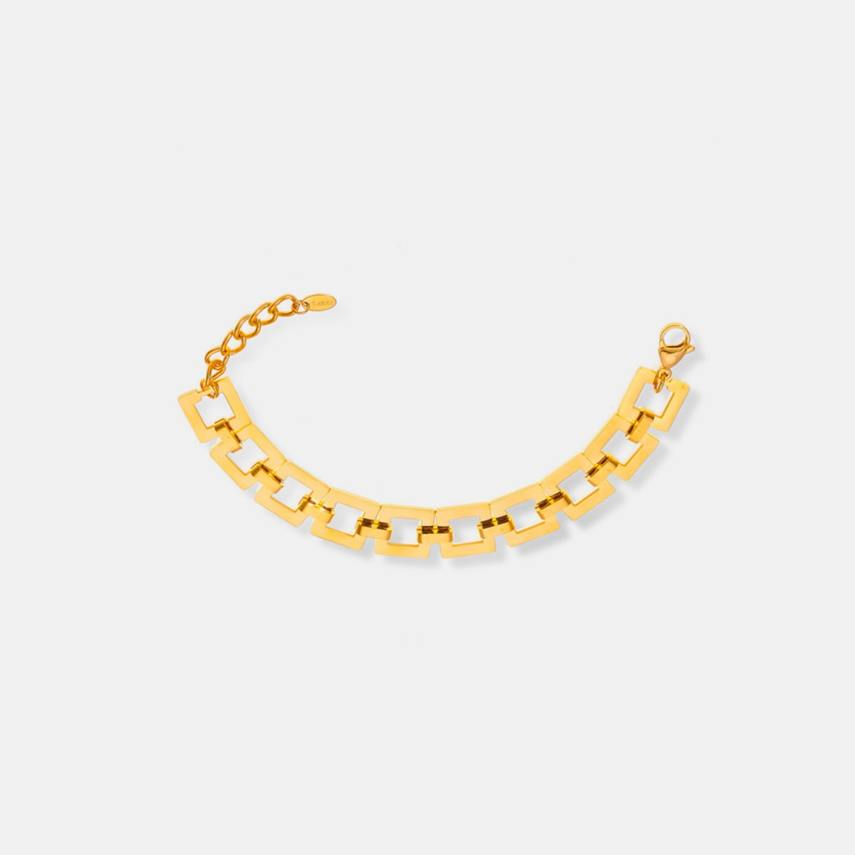 Gold Titanium Steel Hollow Square Bracelet – Geometric Chain Link Jewelry - Plume & Peak