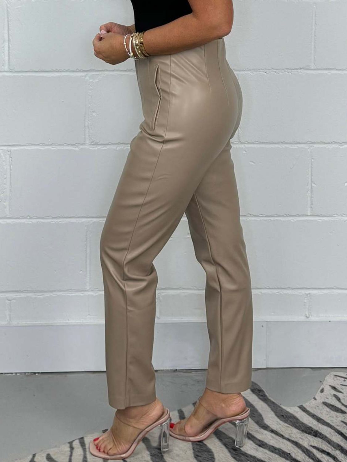 Full Size High Waist Straight Pants Plus Size - Plume & Peak