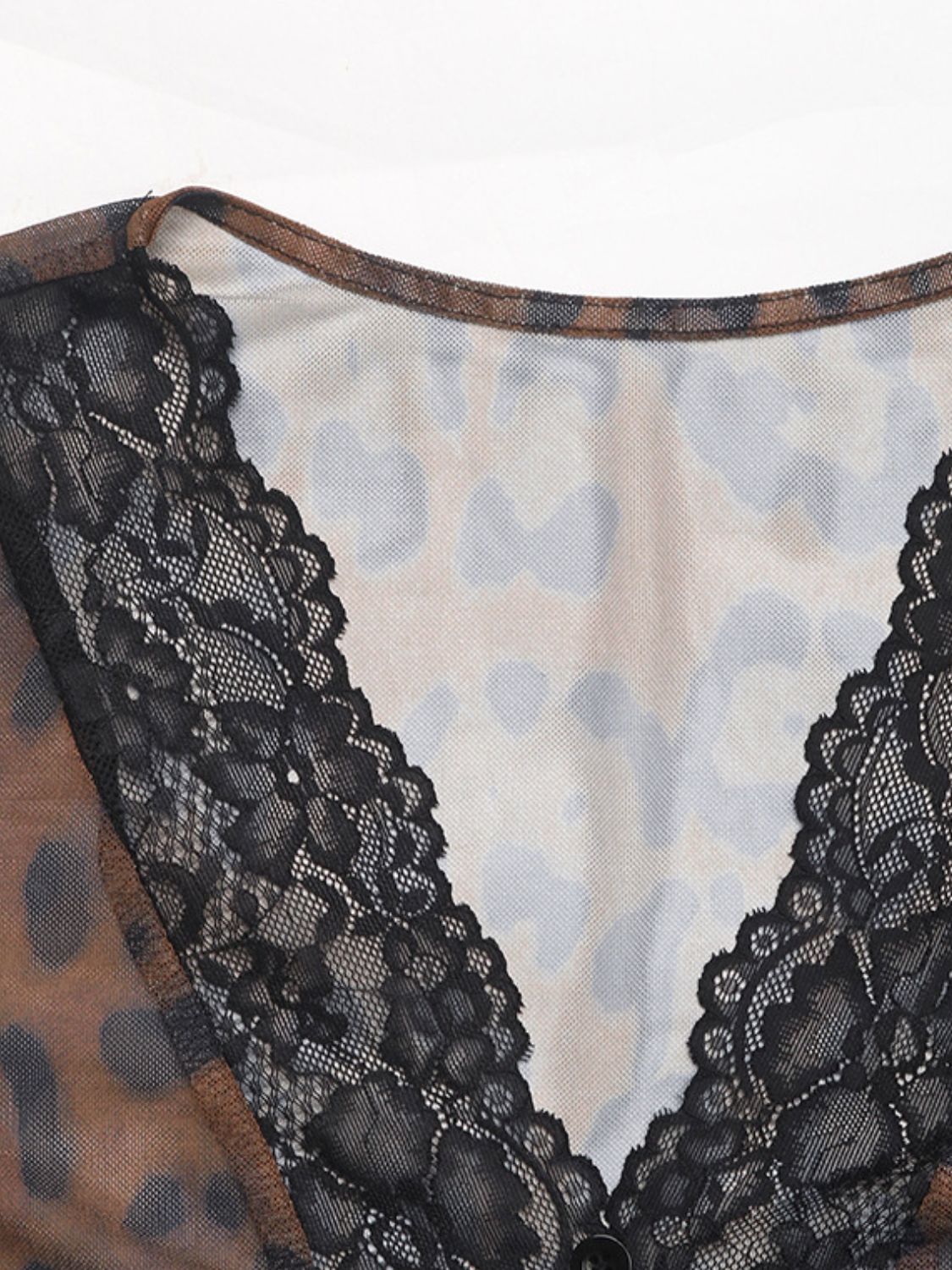 Leopard Lace V-Neck Bodysuit | Sheer, Stretchy & Statement-Making - Plume & Peak
