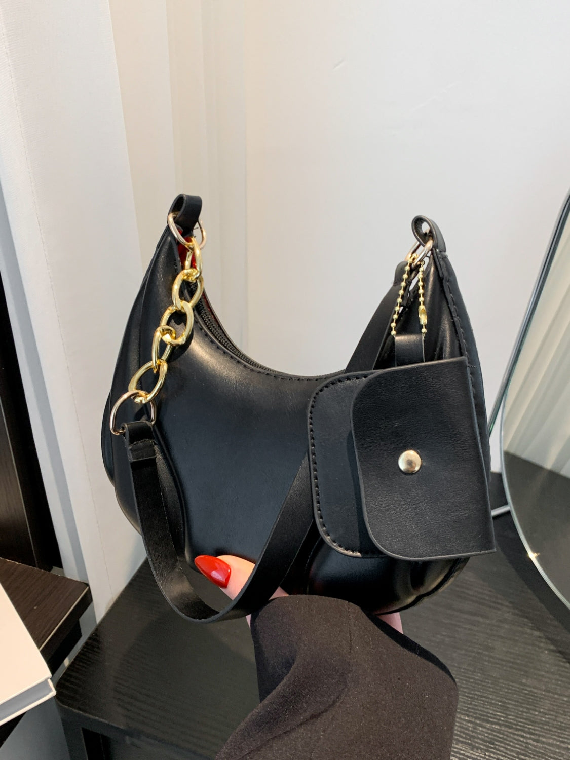 PU Leather Shoulder Bag with EarPods Bag - Plume & Peak