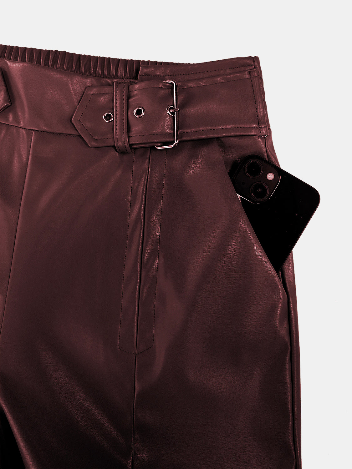 Half Elastic Waist Wide Leg Pants - Plume & Peak