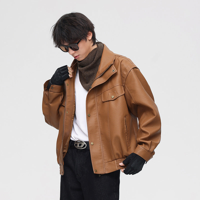 Mens Vintage Style Leather Jacket Autumn Collection - Plume & Peak