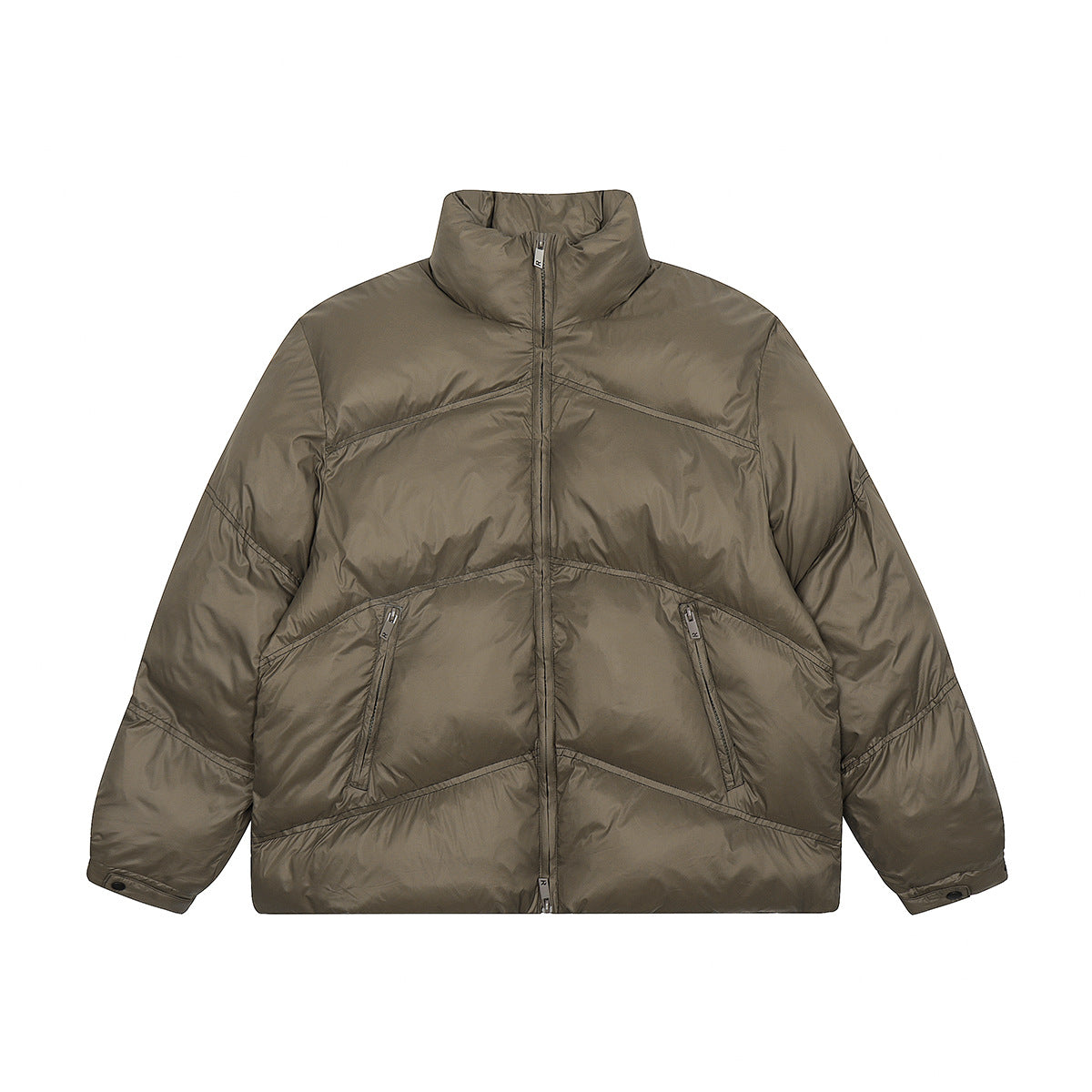 Minimalist Padded Zip Jacket Metal Accents Street Style - Plume & Peak