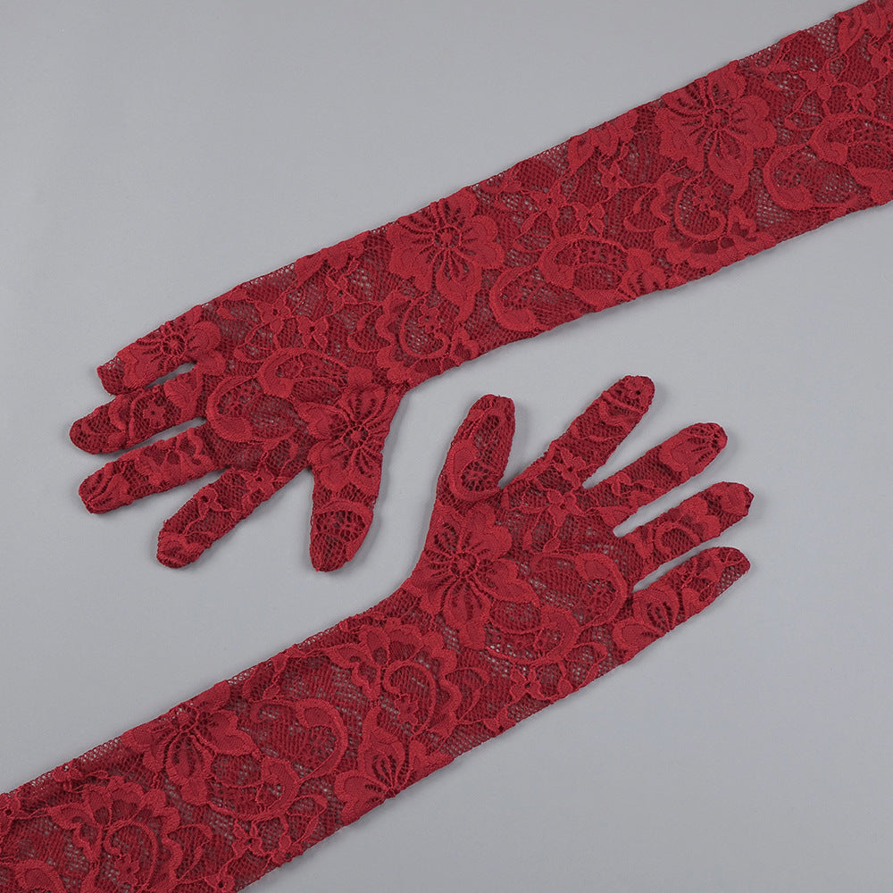 The Plume & Peak Carmine Reverie Lace Gown - Plume & Peak