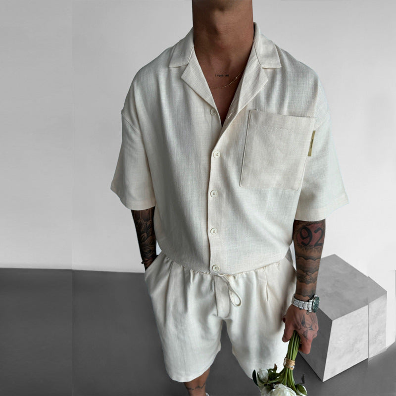 Mens Summer Relaxed Fit Set Shirt Shorts - Plume & Peak