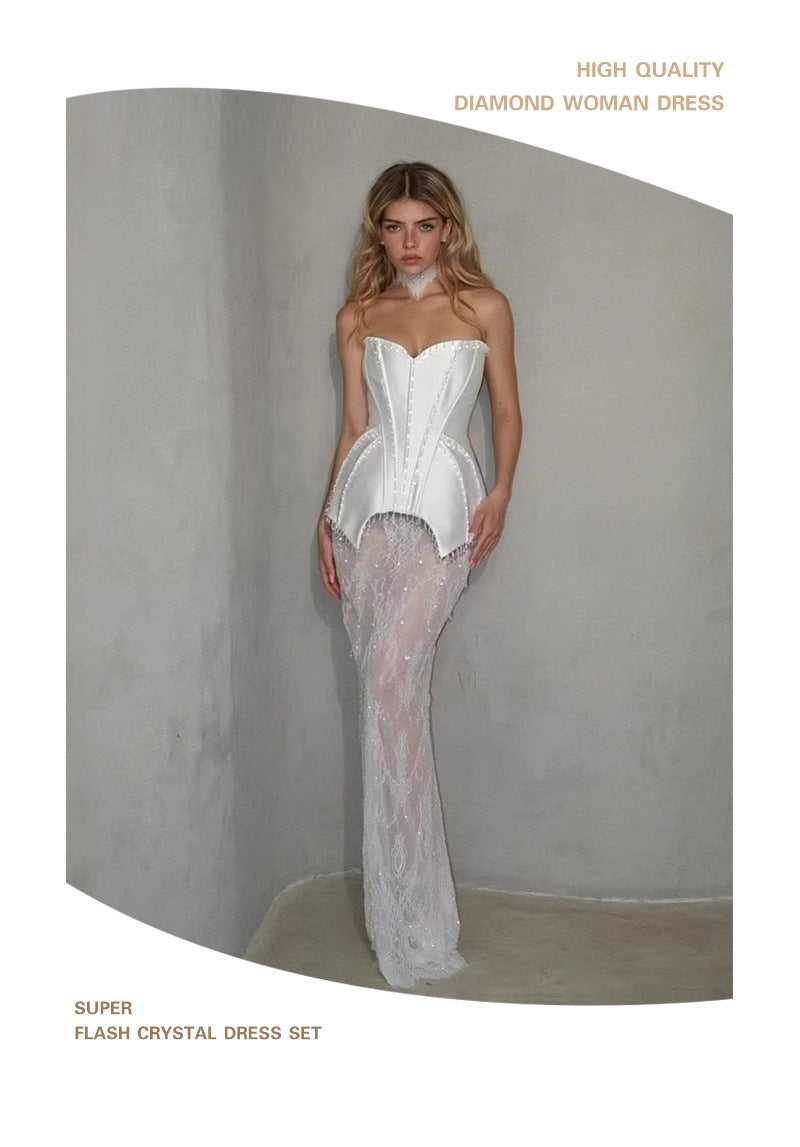 Elegant Crystal Evening Gown Valentines Party and Beyond - Plume & Peak