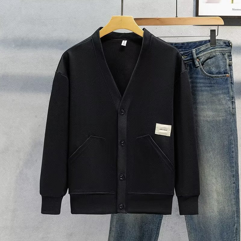 Mens VNeck Jacket Minimalist FallWinter Style - Plume & Peak