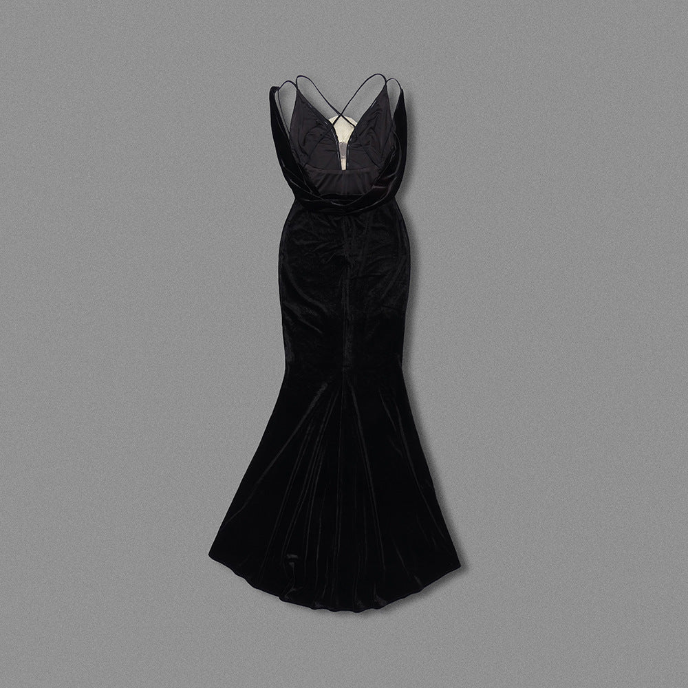 The Noir Bloom Gown with Sculpted Petal Detail - Plume & Peak