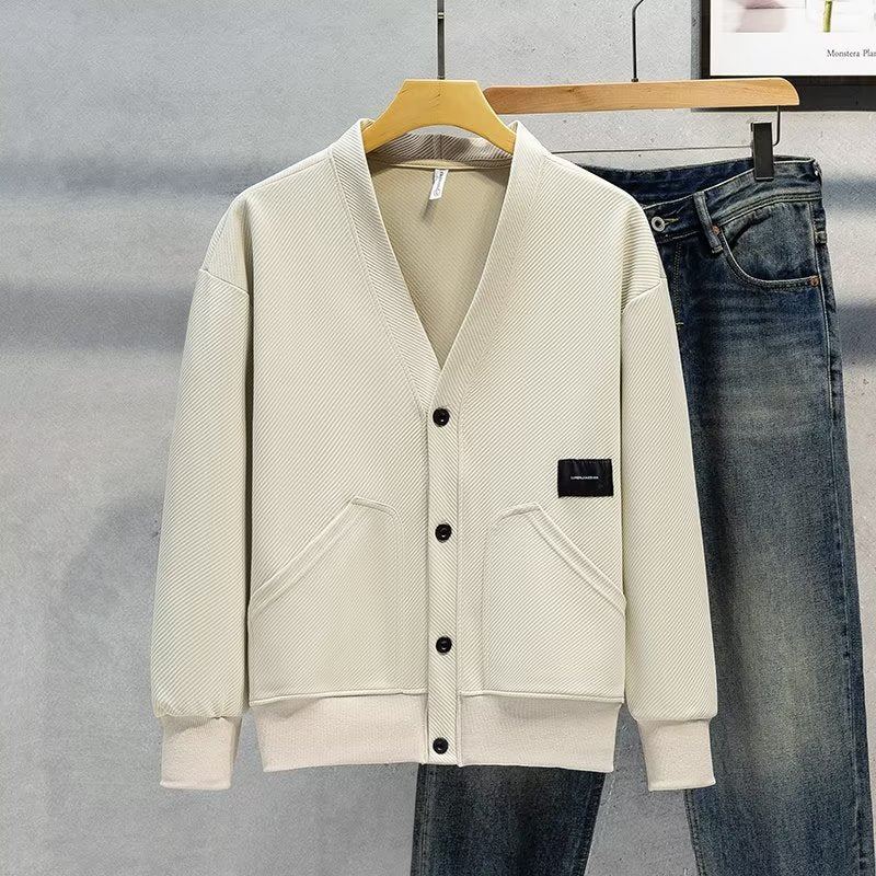 Mens VNeck Jacket Minimalist FallWinter Style - Plume & Peak