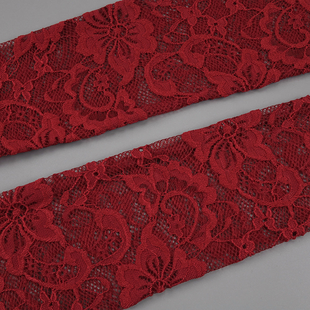 The Plume & Peak Carmine Reverie Lace Gown - Plume & Peak