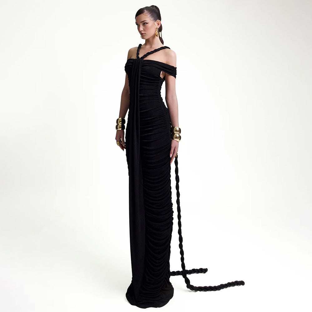 The Celestial Drape Gown – Dual-Tone Elegance - Plume & Peak