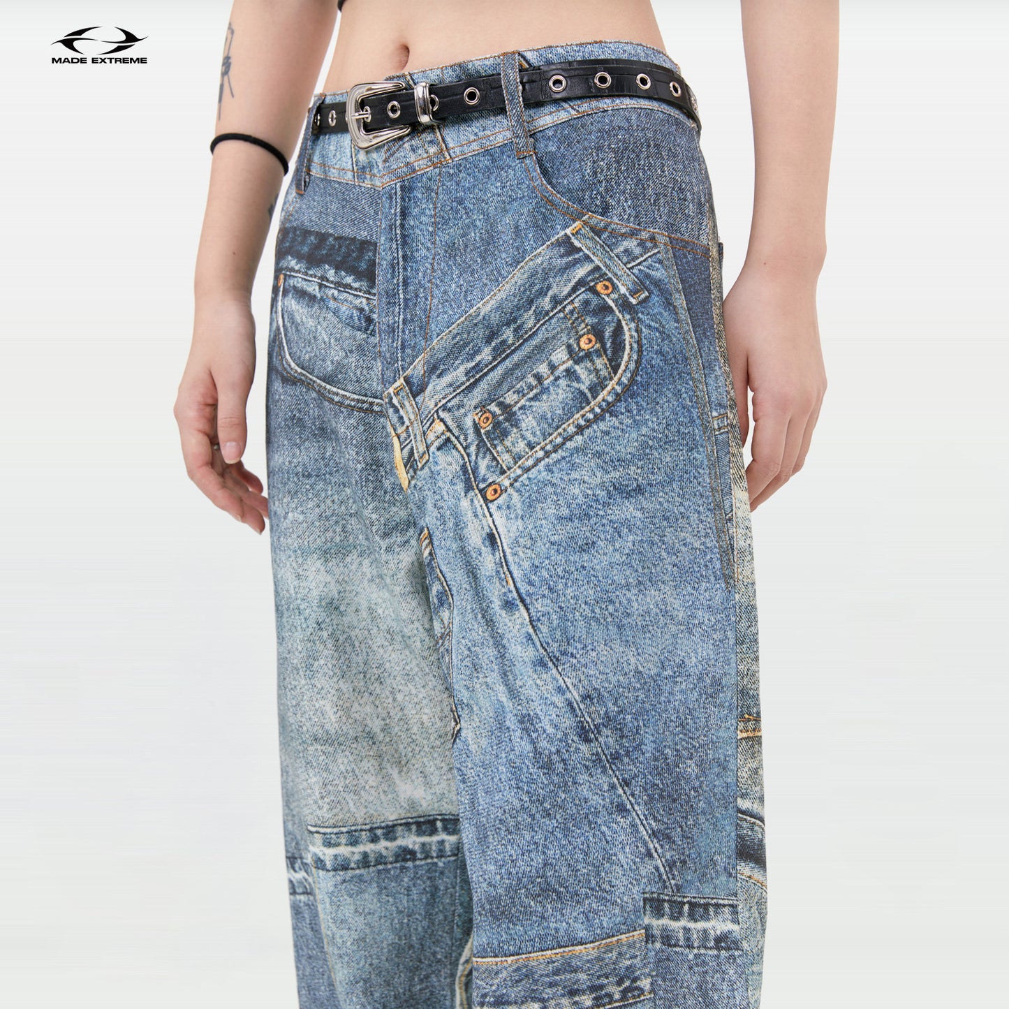 2025 Spring Streetwear Denim Print Pants - Plume & Peak