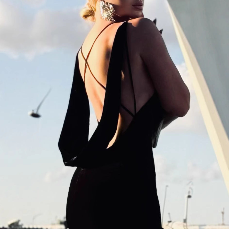 The Noir Bloom Gown with Sculpted Petal Detail - Plume & Peak