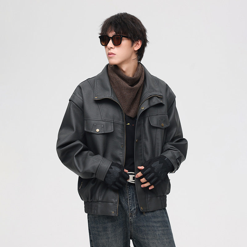 Mens Vintage Style Leather Jacket Autumn Collection - Plume & Peak