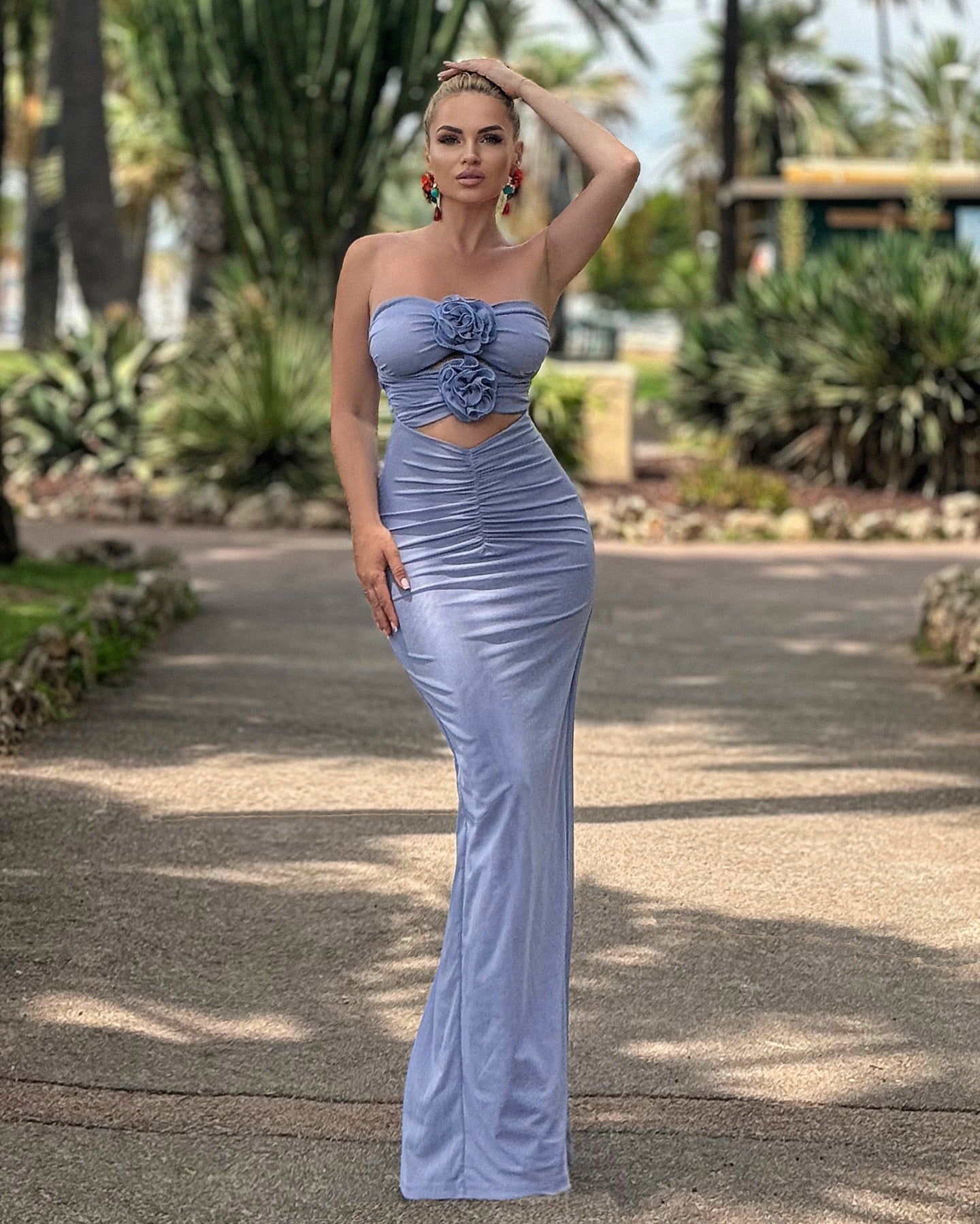 The Azure Bloom Dress - Plume & Peak