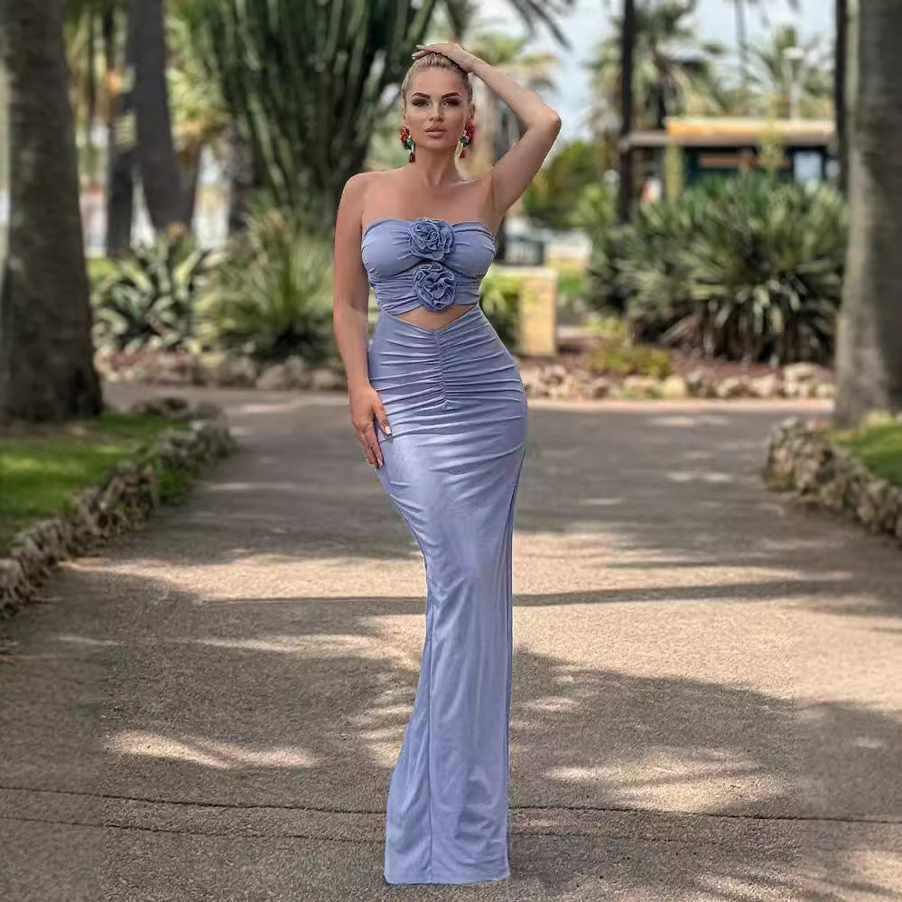 The Azure Bloom Dress - Plume & Peak